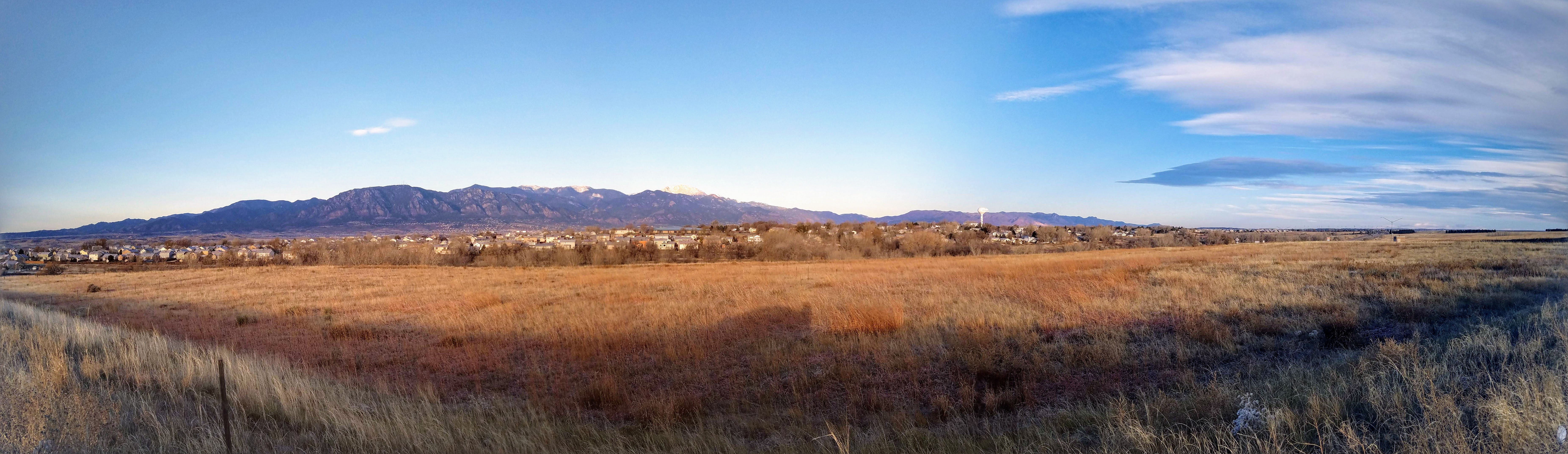 View of Pikes Peak from Powers South of Airport Rd